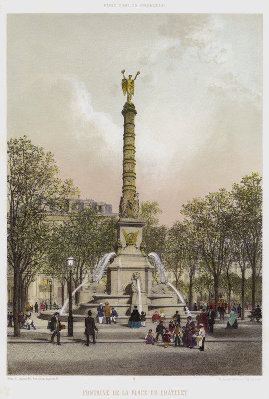 Fountain Of The Place Du Chatelet (cor litho) de French School