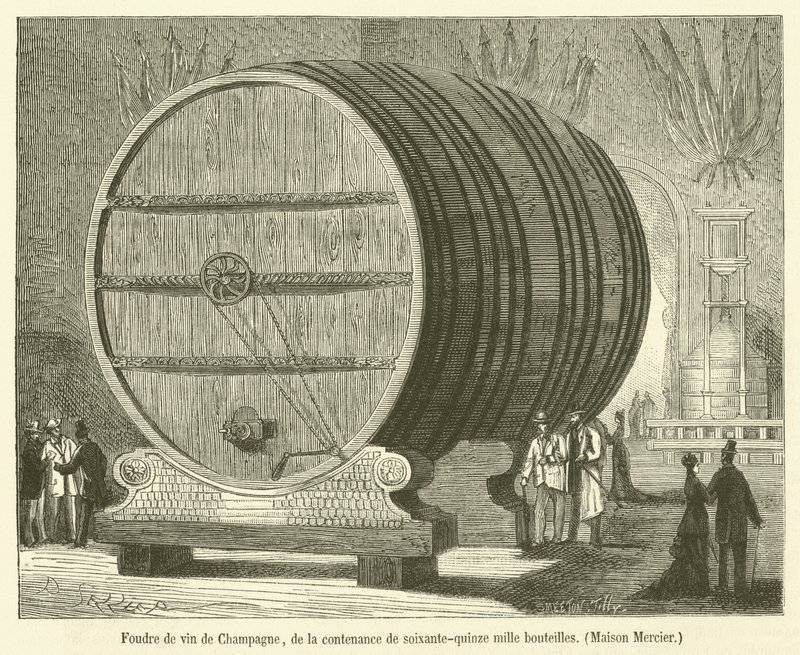 Vinho Champagne em pó, com capacidade para setenta e cinco mil garrafas, Maison Mercier (gravura) de French School
