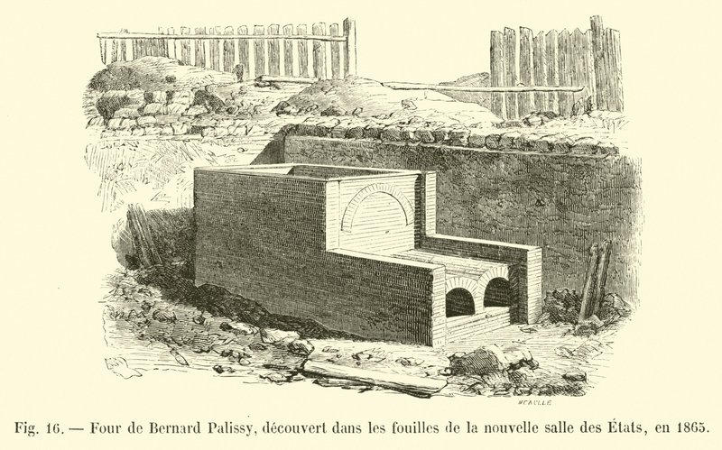 Forno de Bernard Palissy, descoberto nas escavações do novo State Hall, em 1865 de French School