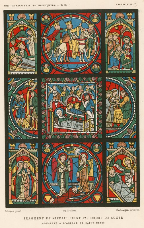 Fragmento de vitral pintado pela ordem do Suger de French School