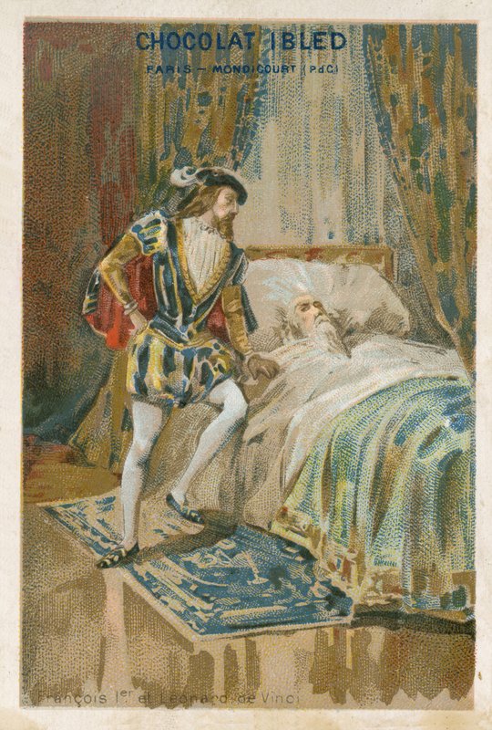 Francis I, rei de Francis, com Leonardo da Vinci em seu leito de morte, 1519 de French School