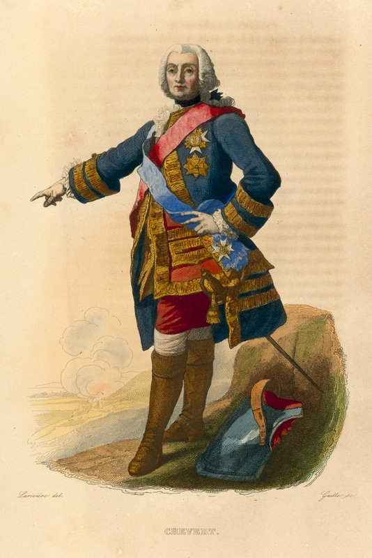Francois de Chevert (gravura colorida) de French School