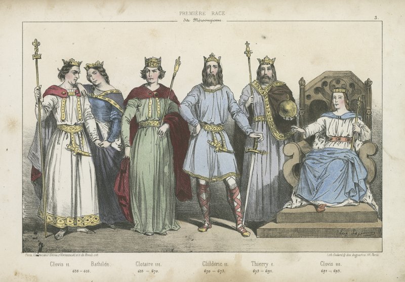Reis e rainhas francos da dinastia merovíngia de French School