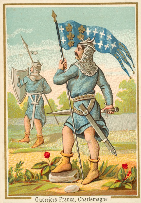 Guerreiros francos do tempo de Carlos Magno (chromolitho) de French School