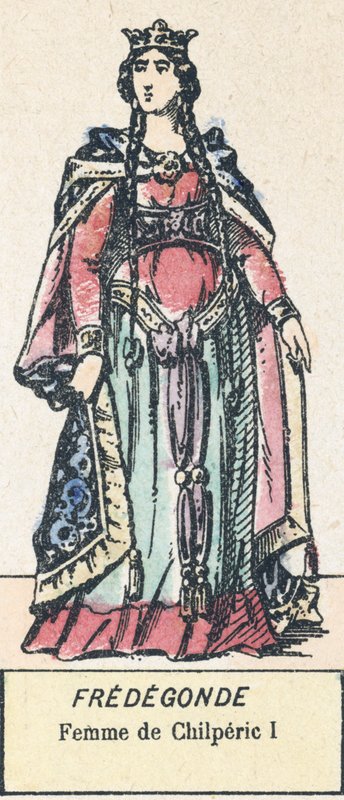 Fredegonde, Femme de Chilperic I (gravura colorida) de French School