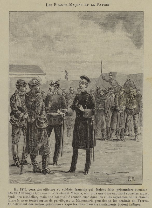 Maçons e patriotismo (gravura) de French School