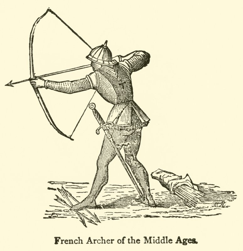Arqueiro francês da Idade Média (gravura) de French School