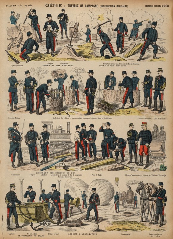 Engenheiros do Exército Francês (gravura colorida) de French School