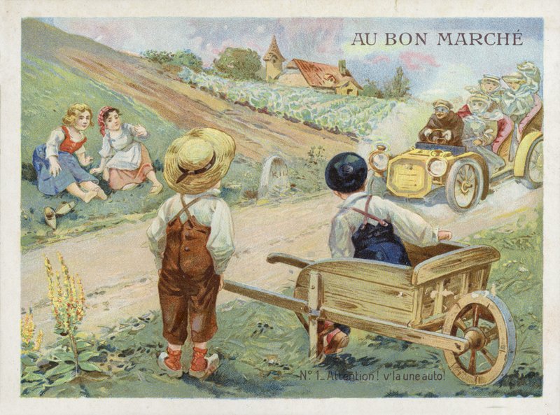 Crianças francesas assistindo carro em alta velocidade de French School