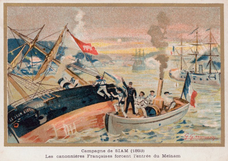 Gunboats franceses em Paknam, Sião de French School