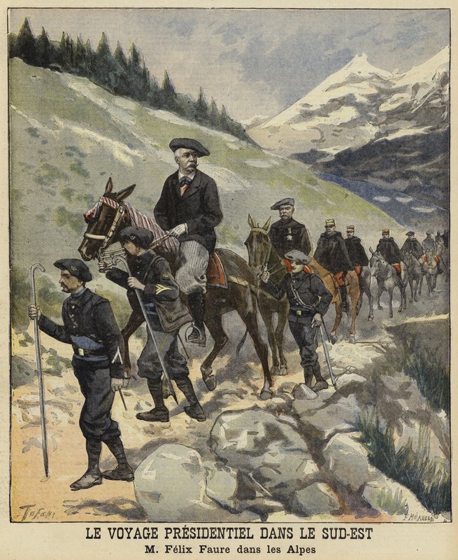 Presidente francês Felix Faure nos Alpes, 1897 de French School