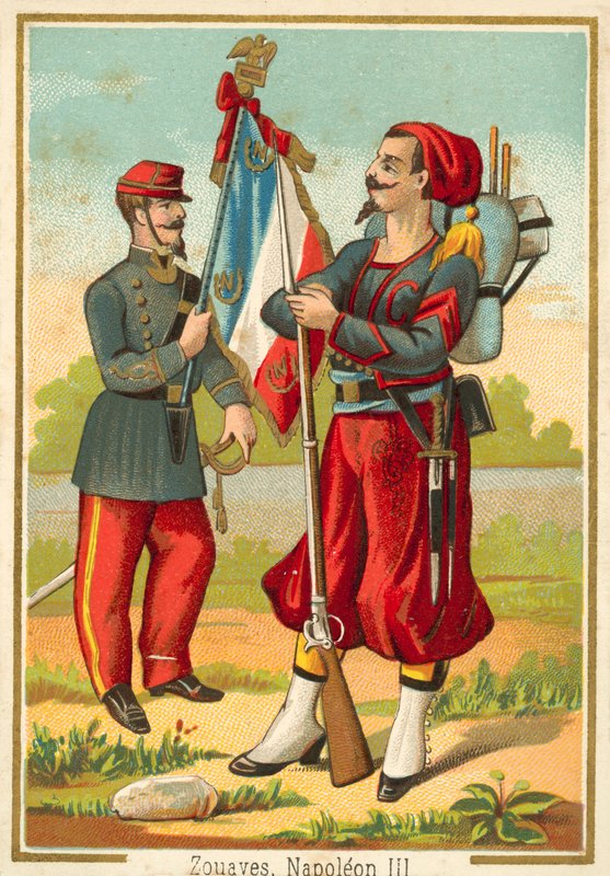Zouaves francesas da época de Napoleão III (chromolitho) de French School
