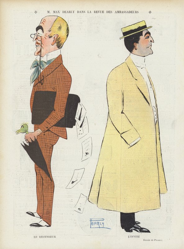 O actor francês Max Dearly. Ilustração para Le Rire (cor litho) de French School