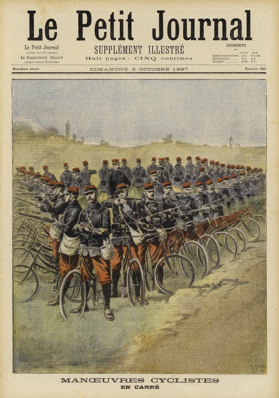 Tropas de bicicleta francesas em manobras de French School