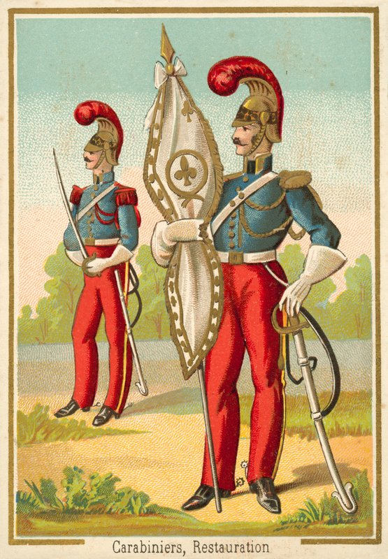 Mosquetões franceses da Restauração (chromolitho) de French School