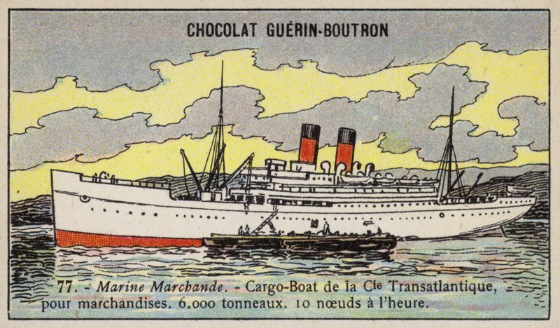 Navio de carga francês da Compagnie Transatlantique (chromolitho) de French School