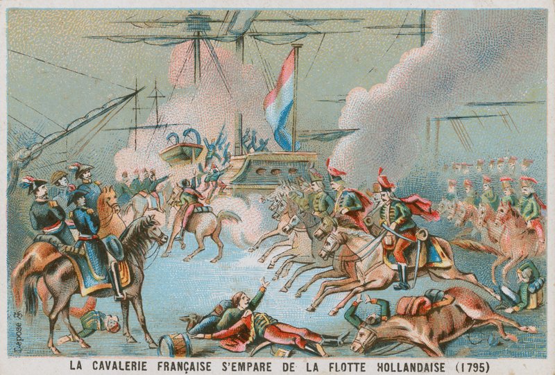 Cavalaria francesa capturando a frota holandesa, 1795 de French School