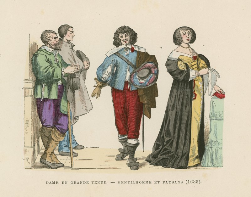 Trajes franceses, do século 17 de French School
