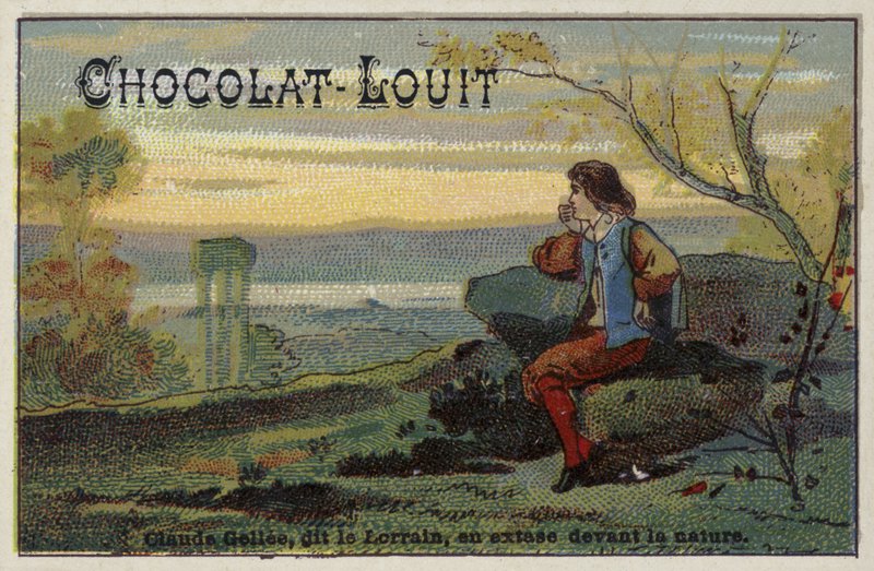 O pintor paisagista francês Claude Gellee, conhecido como Le Lorrain, em êxtase diante da natureza de French School