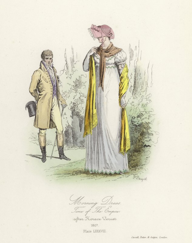 Vestido de manhã francês, época do Império de French School