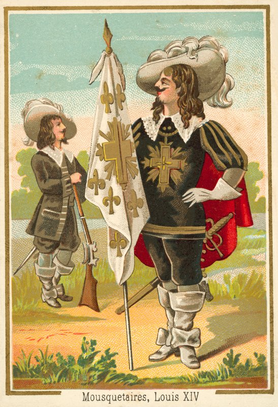 Mosqueteiros franceses da época de Luís XIV (chromolitho) de French School