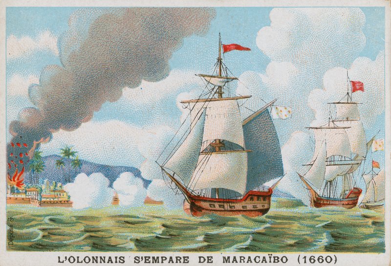Pirata francês Francois lOlonnais atacando Maracaibo, 1660 de French School