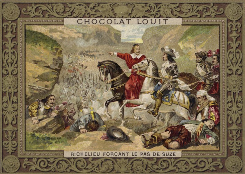 Tropas francesas comandadas pelo cardeal Richelieu forçam a passagem em Suza, Savoy, 1629 de French School