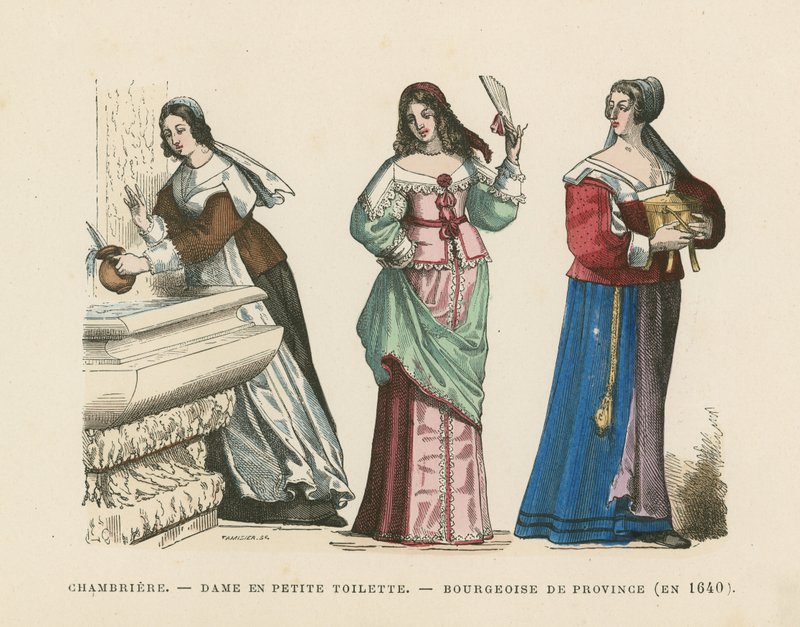 Trajes femininos franceses, século XVII de French School