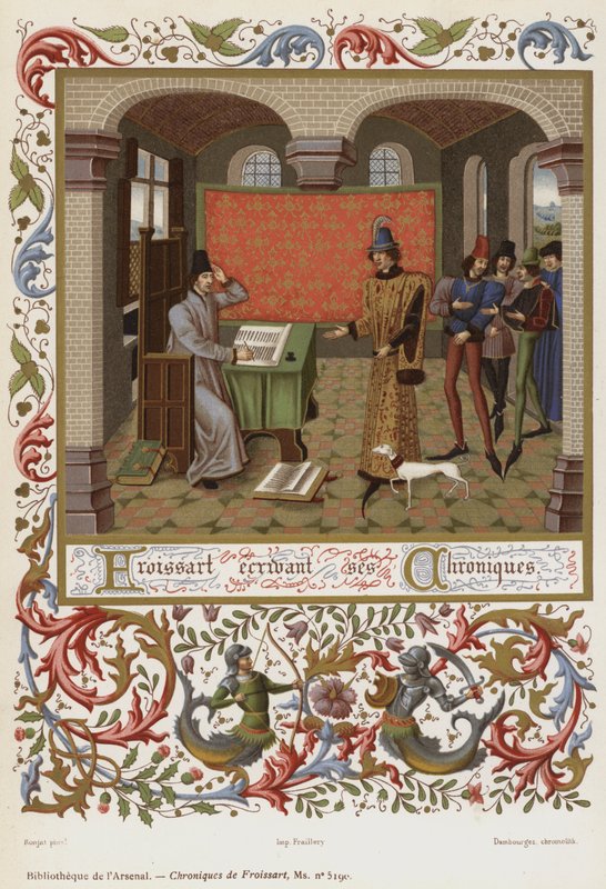 Froissart a escrever as suas Crónicas (cromolitografia) de French School