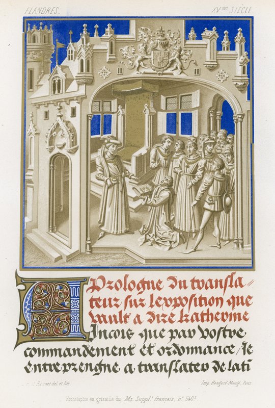 Frontispício em grisaille de um manuscrito de French School