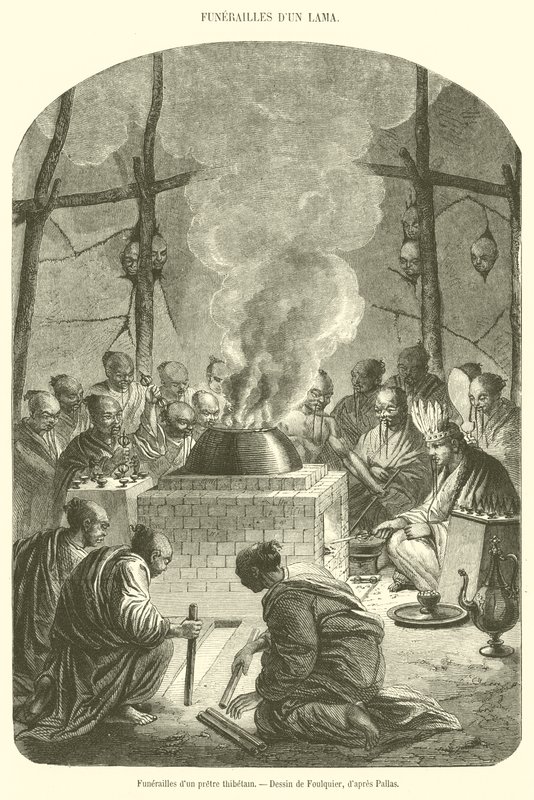 Funeral de um padre tibetano (gravura) de French School