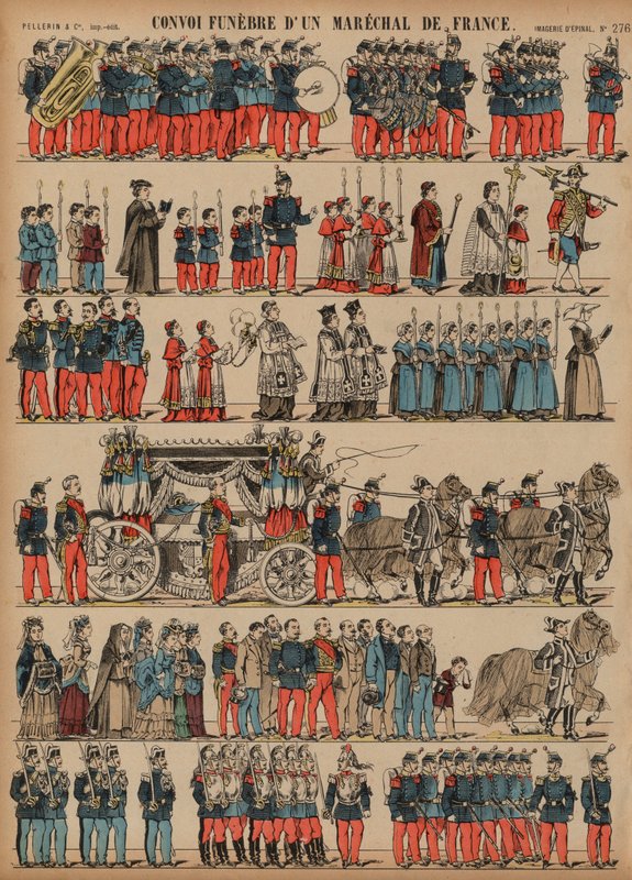 Procissão fúnebre de um Marechal de França (gravura a cores) de French School