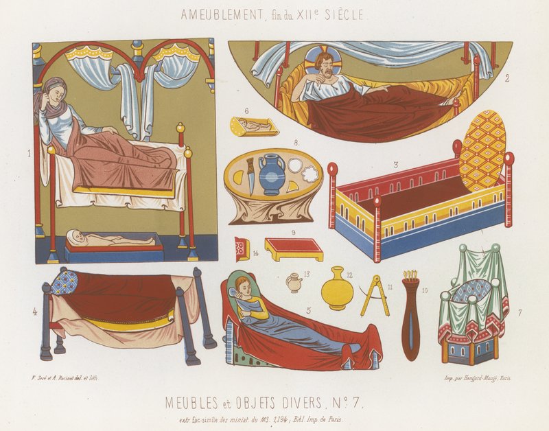 Móveis e vários objetos do século XII de French School
