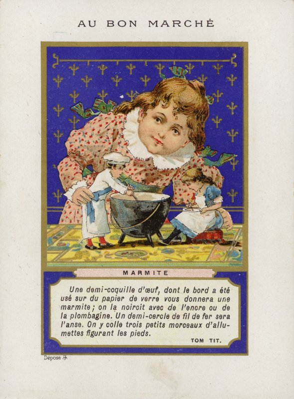 Garota brincando com bonecos e tigela, Marmite de French School