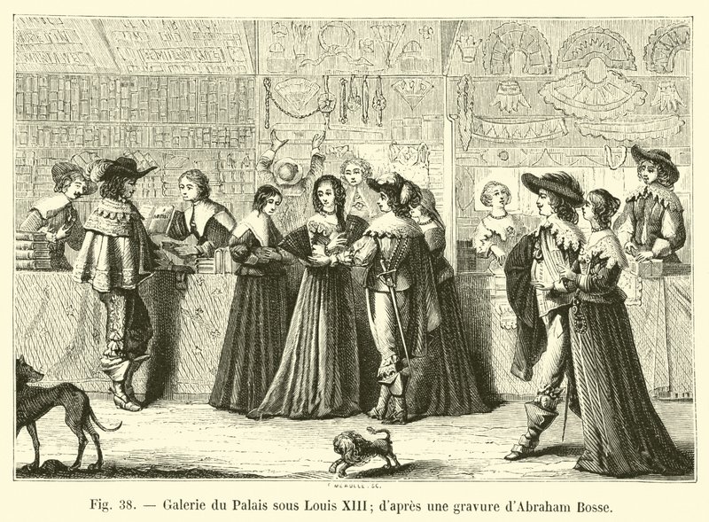 Galeria do Palácio sob Louis XIII, depois de uma gravura de Abraham Bosse de French School