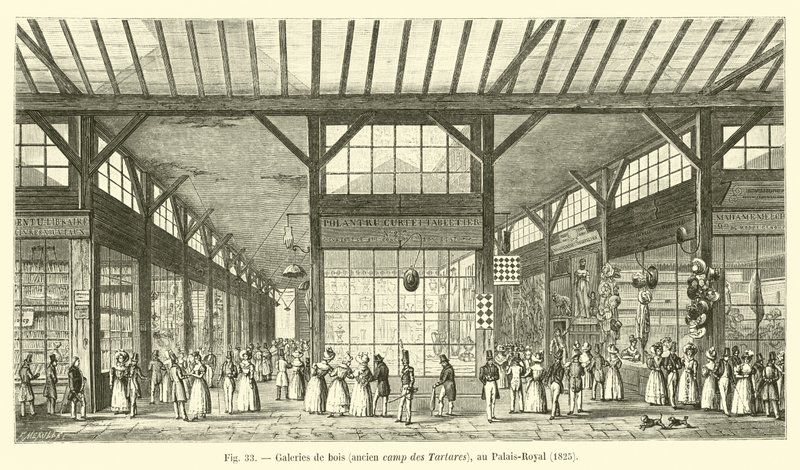 Galerias de madeira, antigo campo tártaro, Palais Royal, 1825 de French School