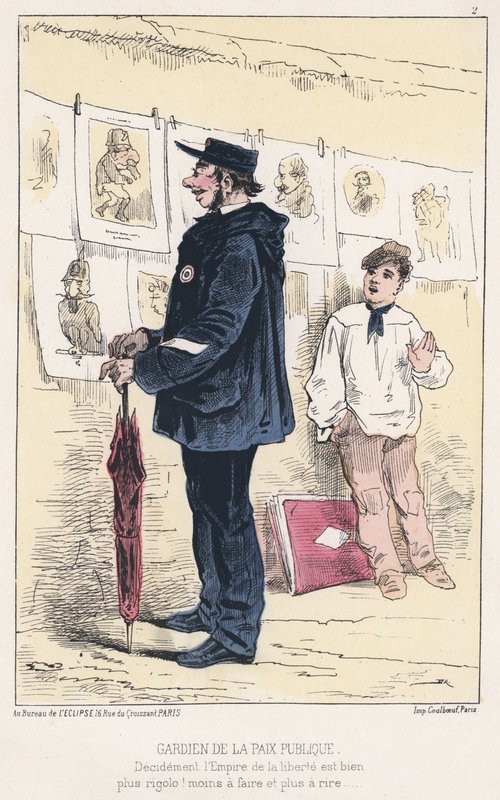 Guardião da Paz Público (gravura a cores) de French School