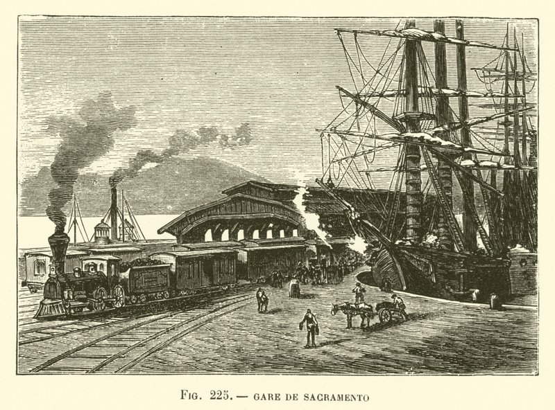 Gare de Sacramento (engraving) de French School