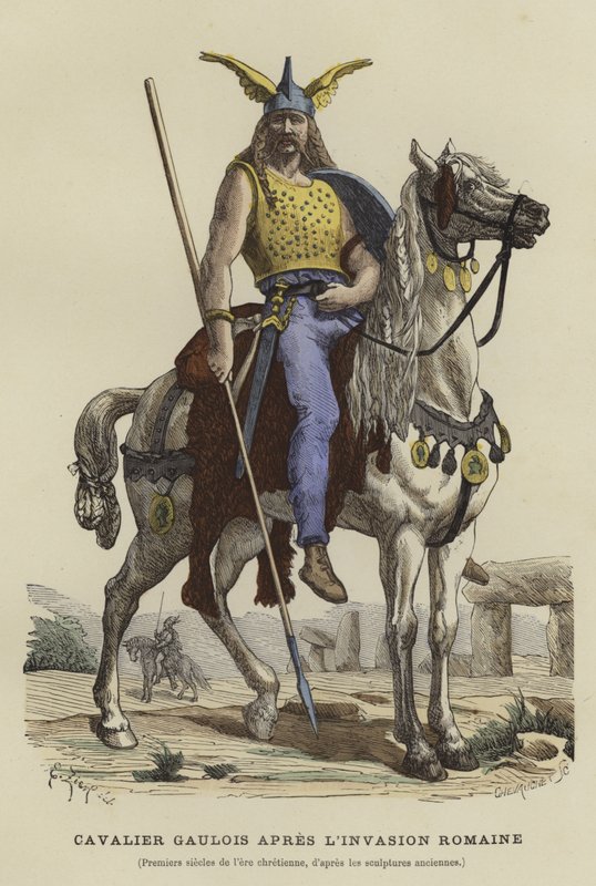 Cavalryman gaulês após a invasão romana de French School