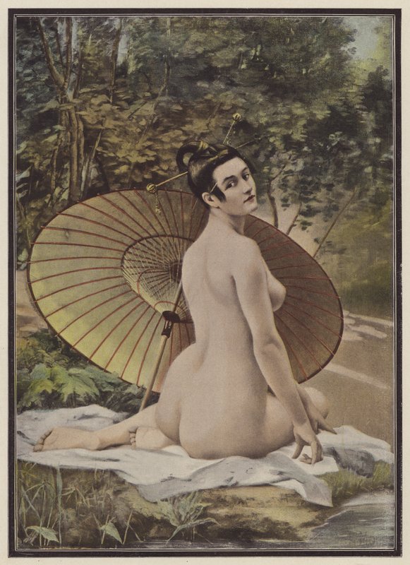 Geisha a tomar banho (cor litho) de French School