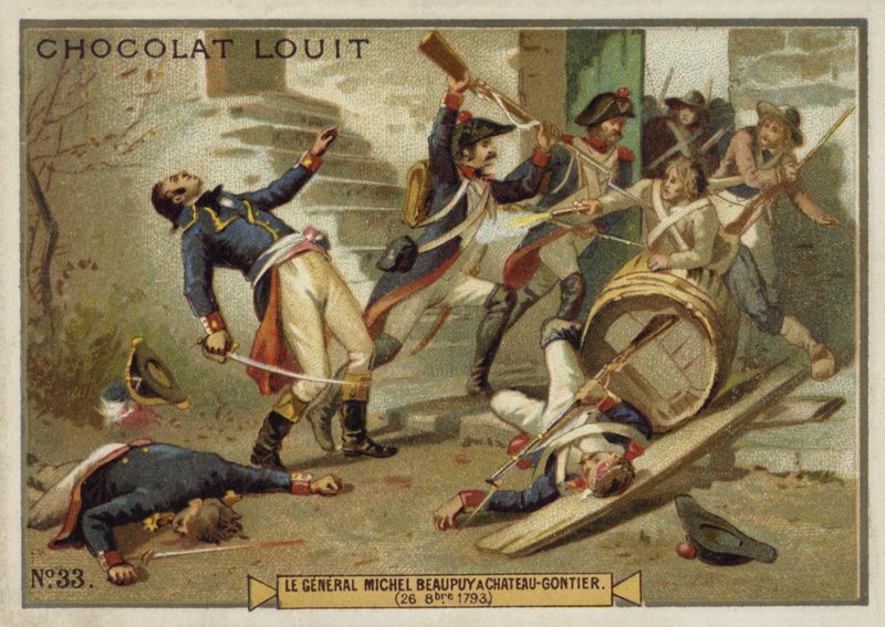 General Michel de Beaupuy ferido em Chateau-Gontier, Revolta de Vendee, Revolução Francesa, 26 de outubro de 1793 de French School