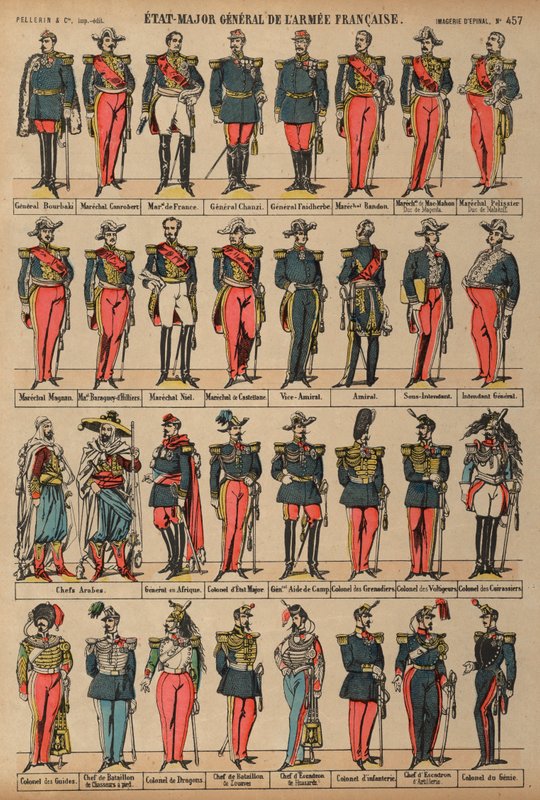 Estado-Maior do Exército Francês (gravura a cores) de French School
