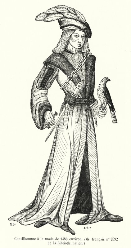 Gentleman in the fashion of 1488 (gravura) de French School