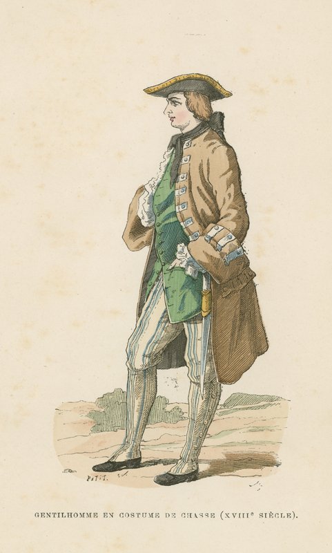 Cavalheiro em vestido de caça, do século XVIII de French School