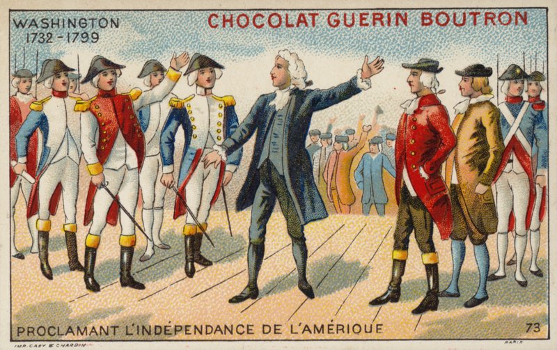 George Washington proclamando a independência da América (chromolitho) de French School