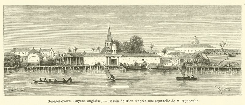 Georges-Town, Guiana inglesa (gravura) de French School