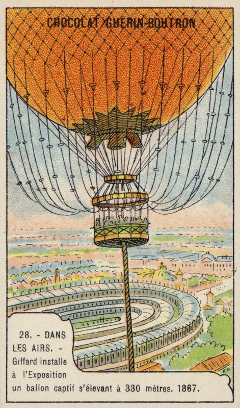 Balão amarrado de Giffard na Exposição Internacional, Paris, 1867 de French School