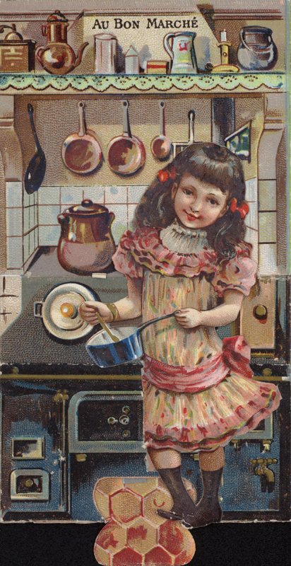 Menina cozinhando na cozinha de French School