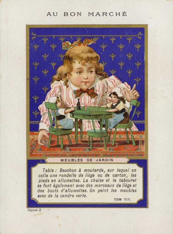 Menina, tocando, com, bonecas, e, miniatura, mobília, Meubles, de, jardin de French School