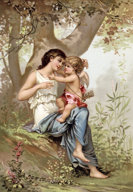 Menina, possivelmente Vênus, com Cupido de French School